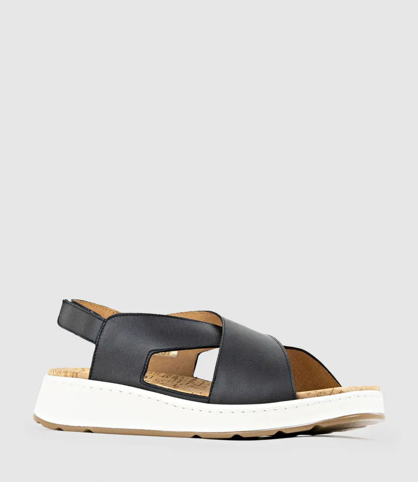 LORAINE Crossover Comfort Sandal in Black sold by Edward Meller product image thumbnail 2