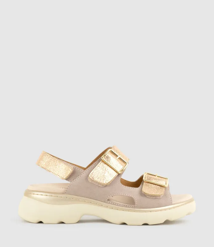 LANETTE Two Strap Comfort Sandal in Rosegold sold by Edward Meller