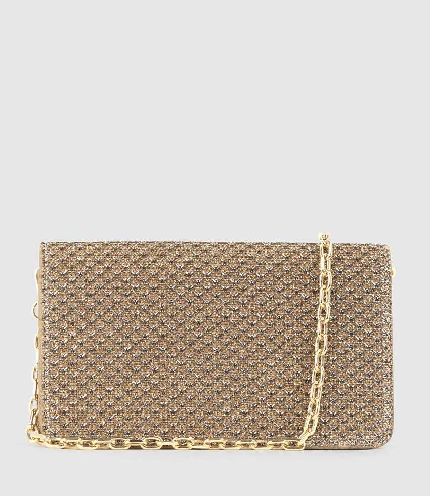 NYX Evening Bag in Copper Metallic Fabric sold by Edward Meller