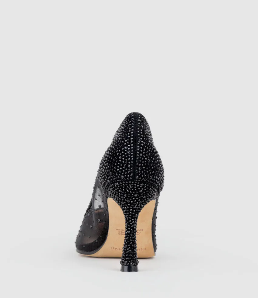 AZRA85 Crystal Mesh Pump in Black Suede sold by Edward Meller product image thumbnail 4