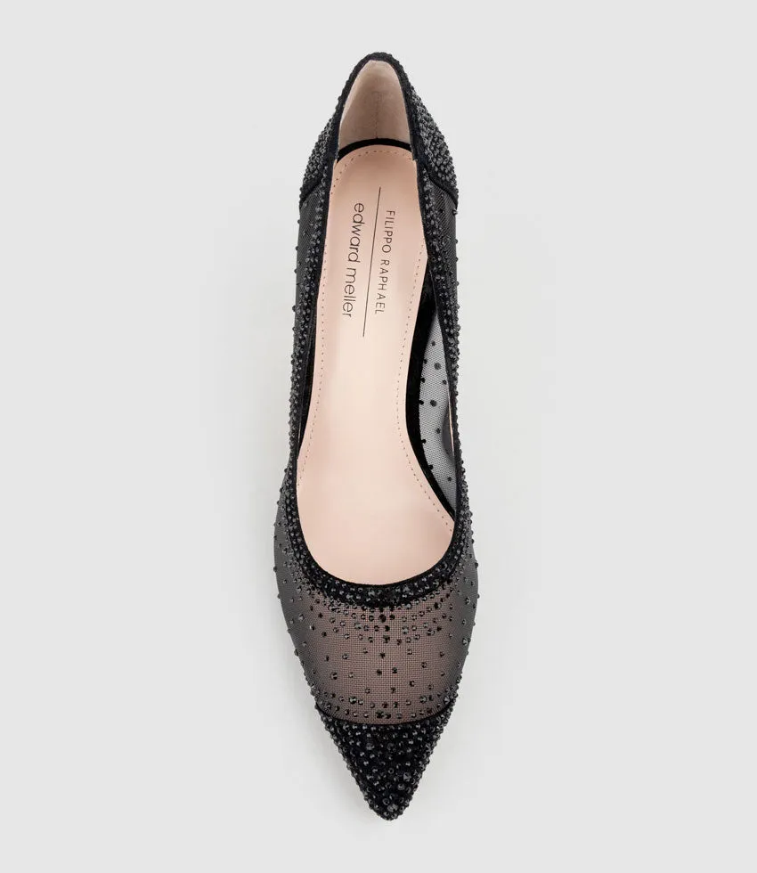 AZRA85 Crystal Mesh Pump in Black Suede sold by Edward Meller product image thumbnail 5