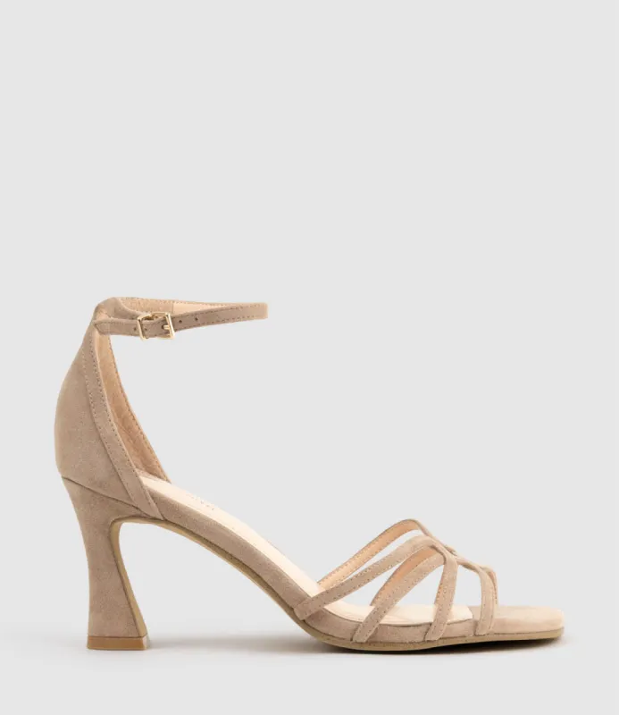 SYBIL75 Strappy Sandal in Nude Suede sold by Edward Meller