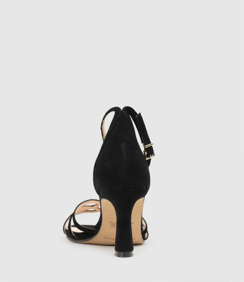 SYBIL75 Strappy Sandal in Black Suede sold by Edward Meller product image thumbnail 3