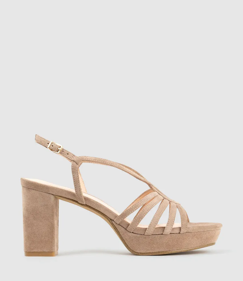 RYLEE80 Strappy Platform Sandal in Nude Suede sold by Edward Meller product image thumbnail 2