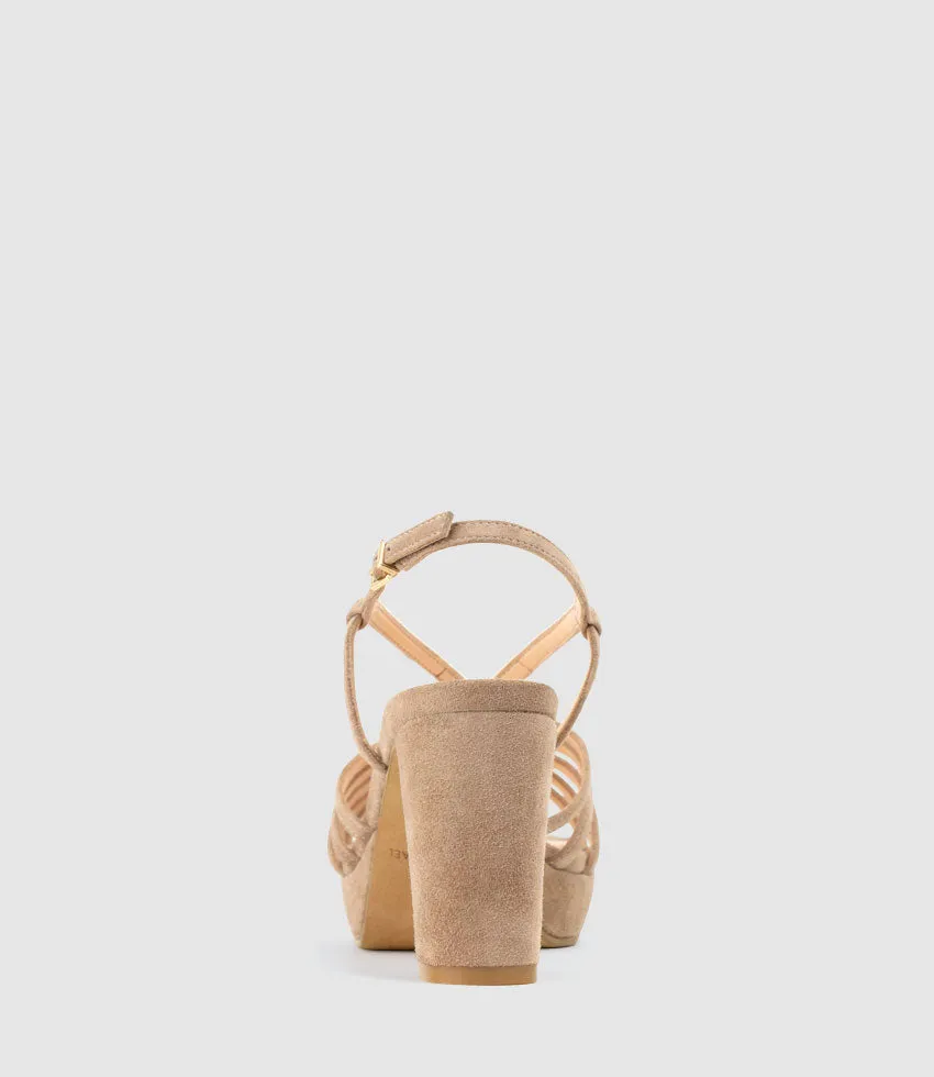 RYLEE80 Strappy Platform Sandal in Nude Suede sold by Edward Meller product image thumbnail 4