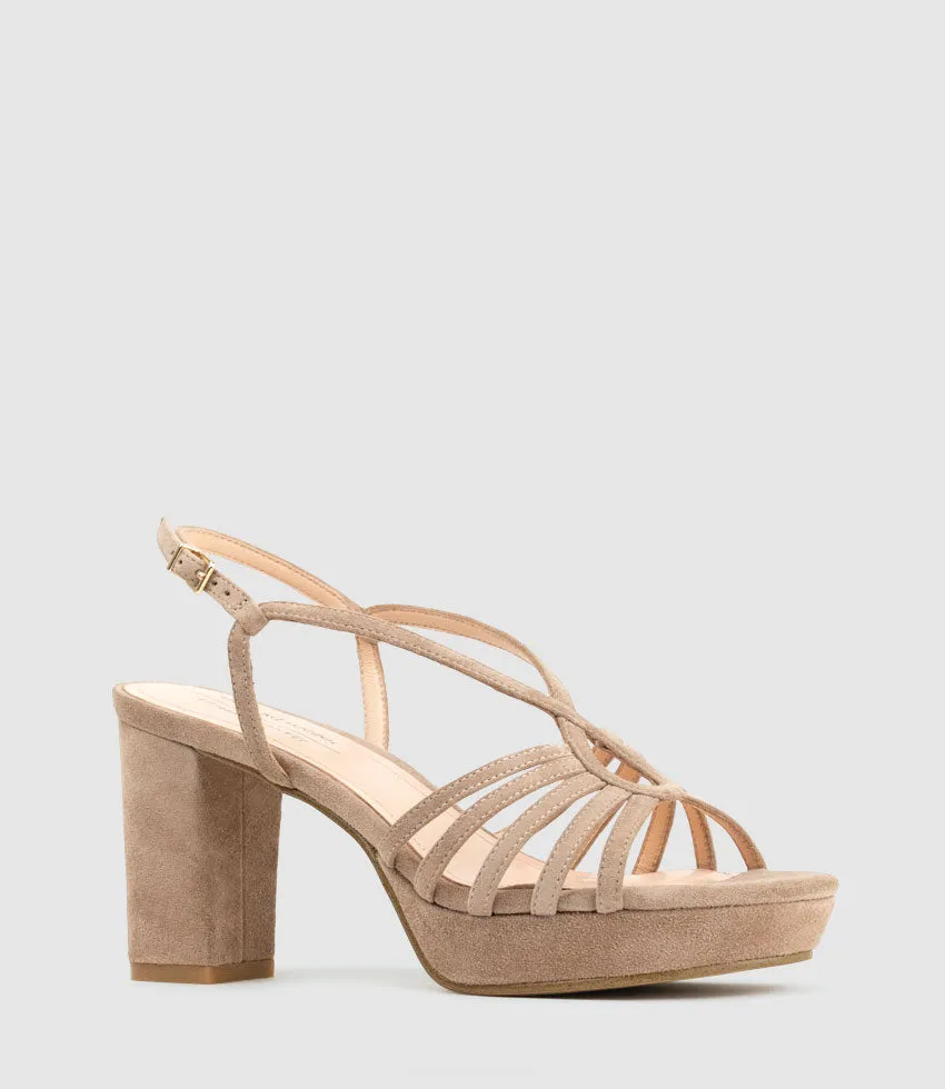 RYLEE80 Strappy Platform Sandal in Nude Suede sold by Edward Meller product image thumbnail 3