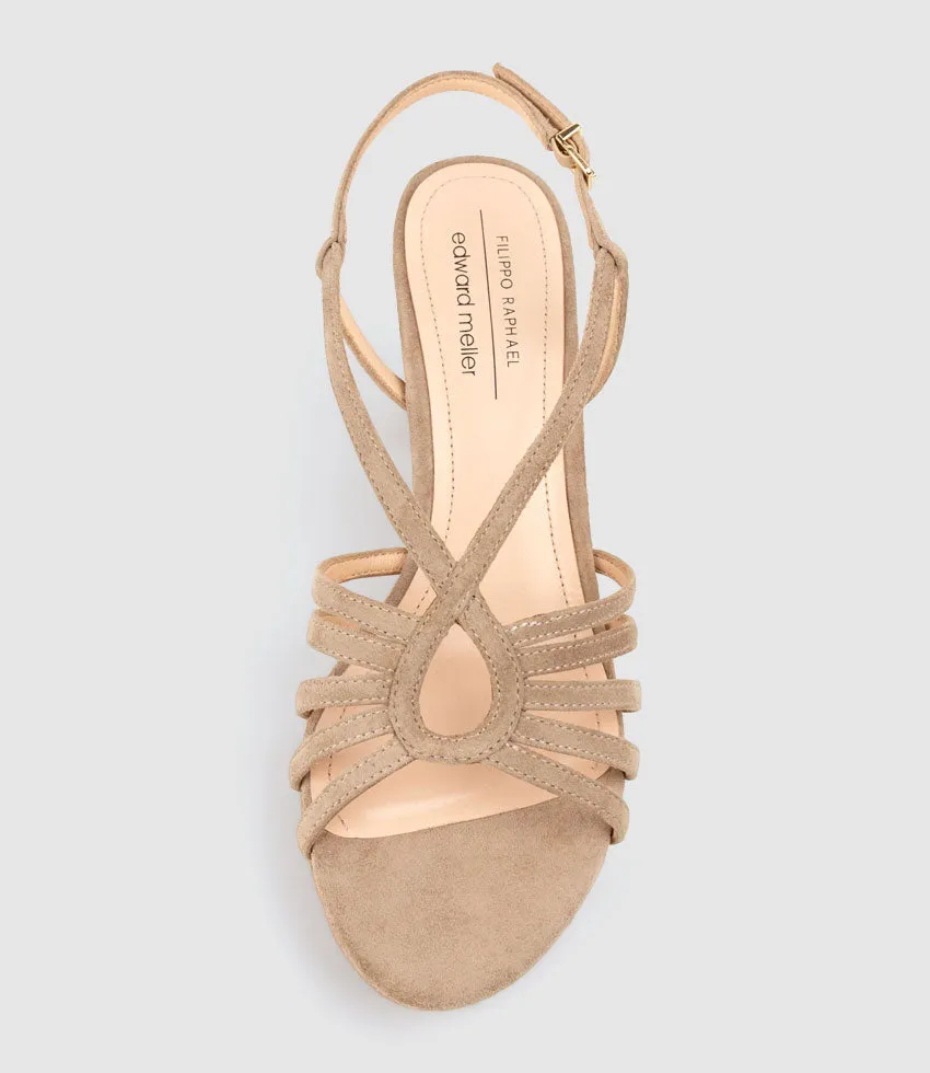 RYLEE80 Strappy Platform Sandal in Nude Suede sold by Edward Meller product image thumbnail 5