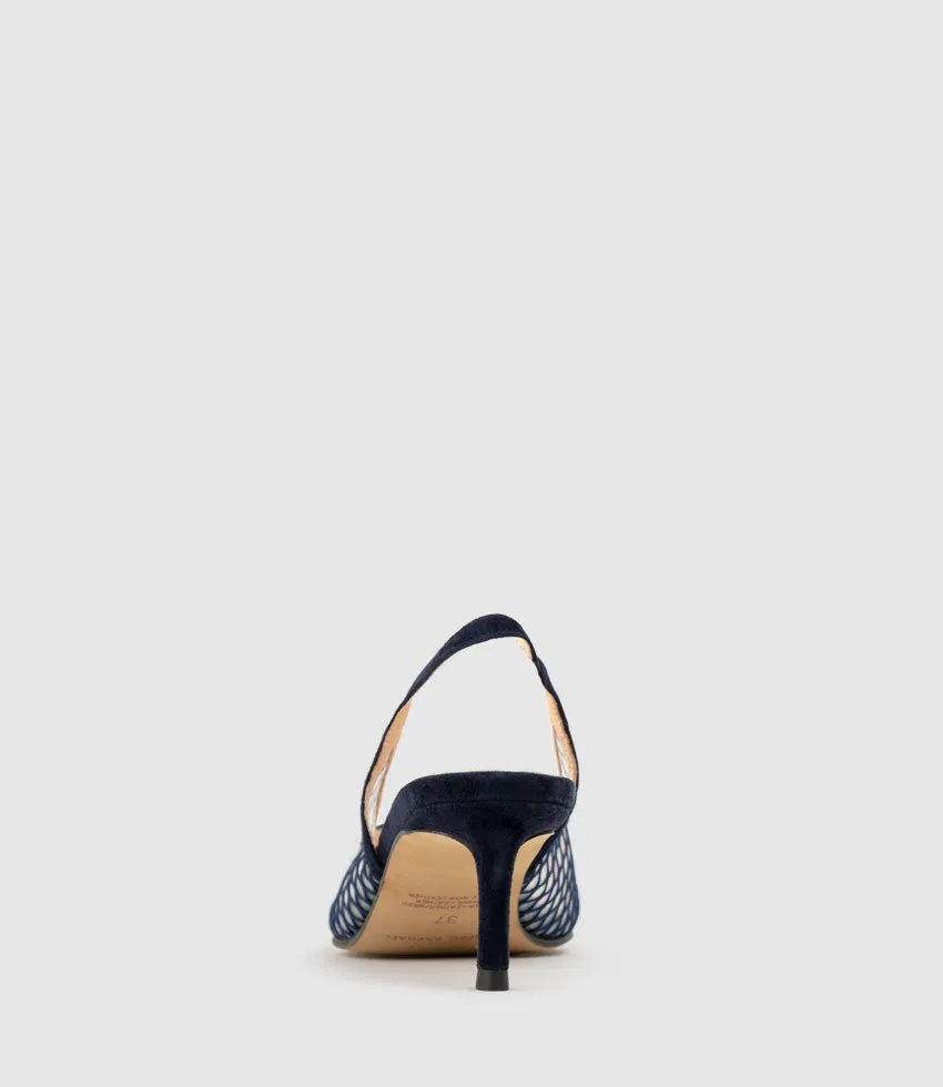 DAWN55 Mesh Slingback with Strap in Navy Suede sold by Edward Meller product image thumbnail 3