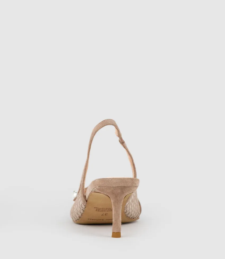 DAWN55 Mesh Slingback with Strap in Nude Suede sold by Edward Meller product image thumbnail 3