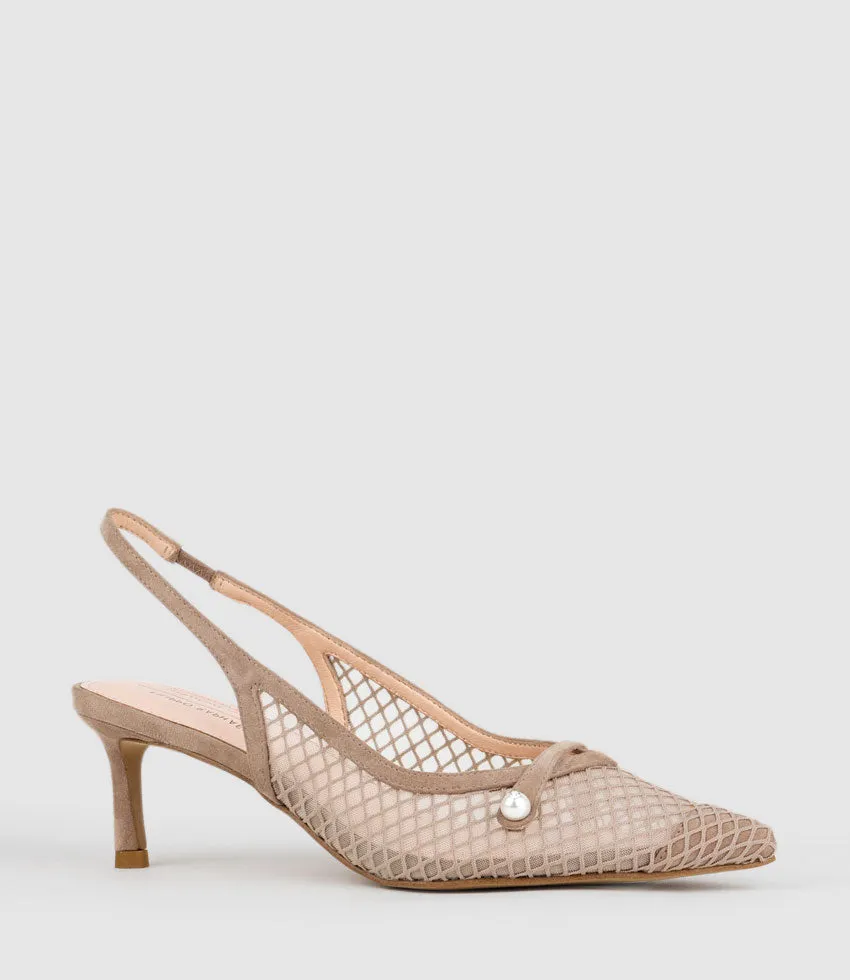 DAWN55 Mesh Slingback with Strap in Nude Suede sold by Edward Meller product image thumbnail 2