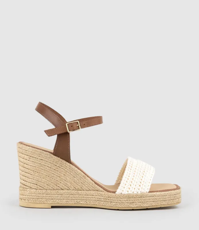 MOIRE Crochet Espadrille in Tan sold by Edward Meller