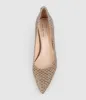 ADRIA 75mm Pointed Toe Pump in Copper Metallic Fabric sold by Edward Meller