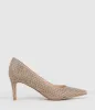 ADRIA 75mm Pointed Toe Pump in Copper Metallic Fabric sold by Edward Meller