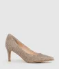 ADRIA 75mm Pointed Toe Pump in Copper Metallic Fabric sold by Edward Meller