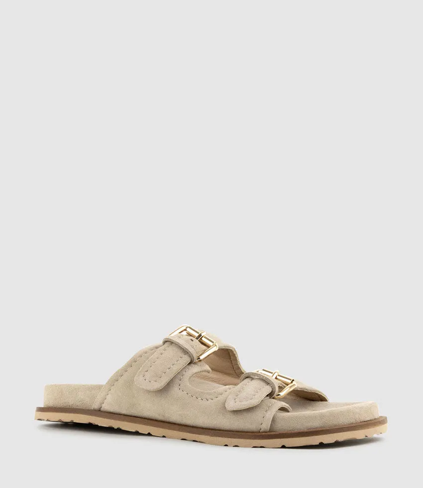 KALIN Two Strap Slide on Footbed in Natural Suede sold by Edward Meller product image thumbnail 3