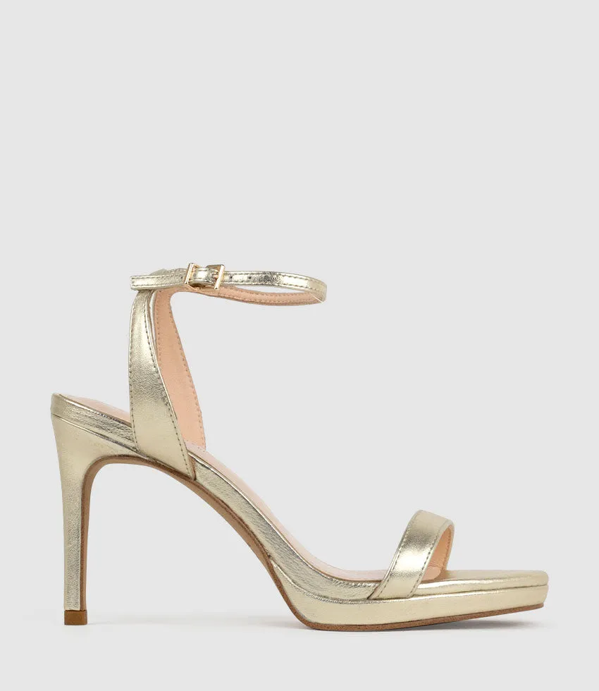 WHISPER90 Single Strap Platform Sandal in Pale Gold sold by Edward Meller
