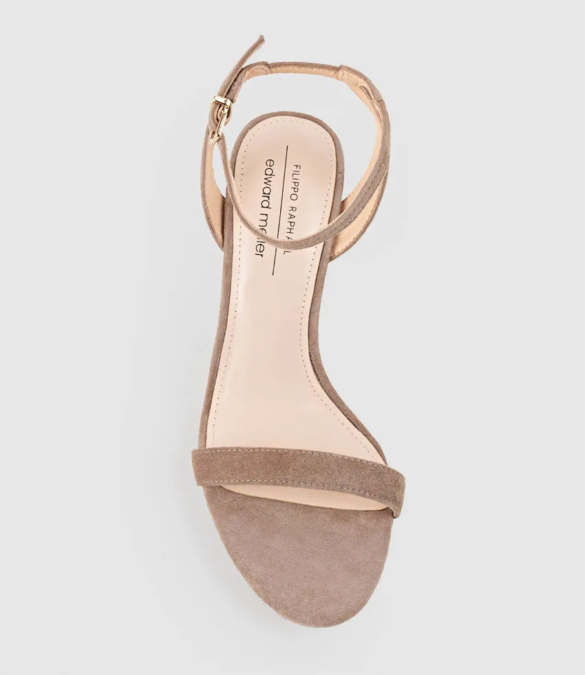 WHISPER90 Single Strap Platform Sandal in Nude Suede sold by Edward Meller product image thumbnail 4
