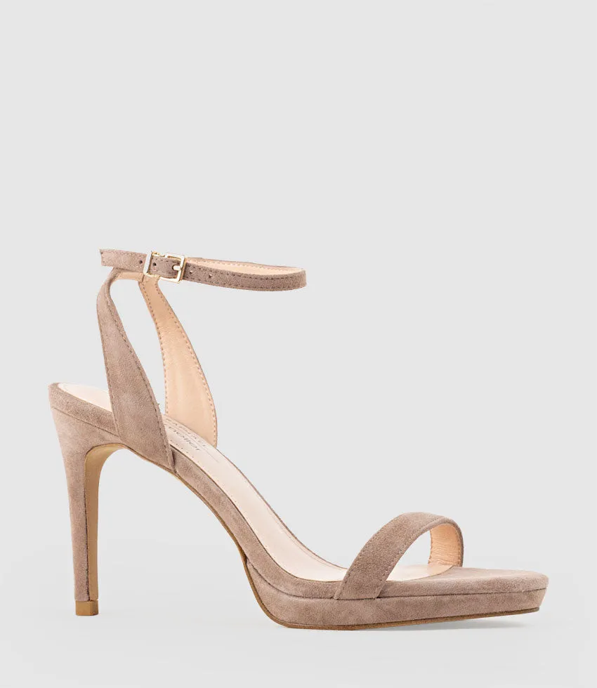 WHISPER90 Single Strap Platform Sandal in Nude Suede sold by Edward Meller product image thumbnail 2