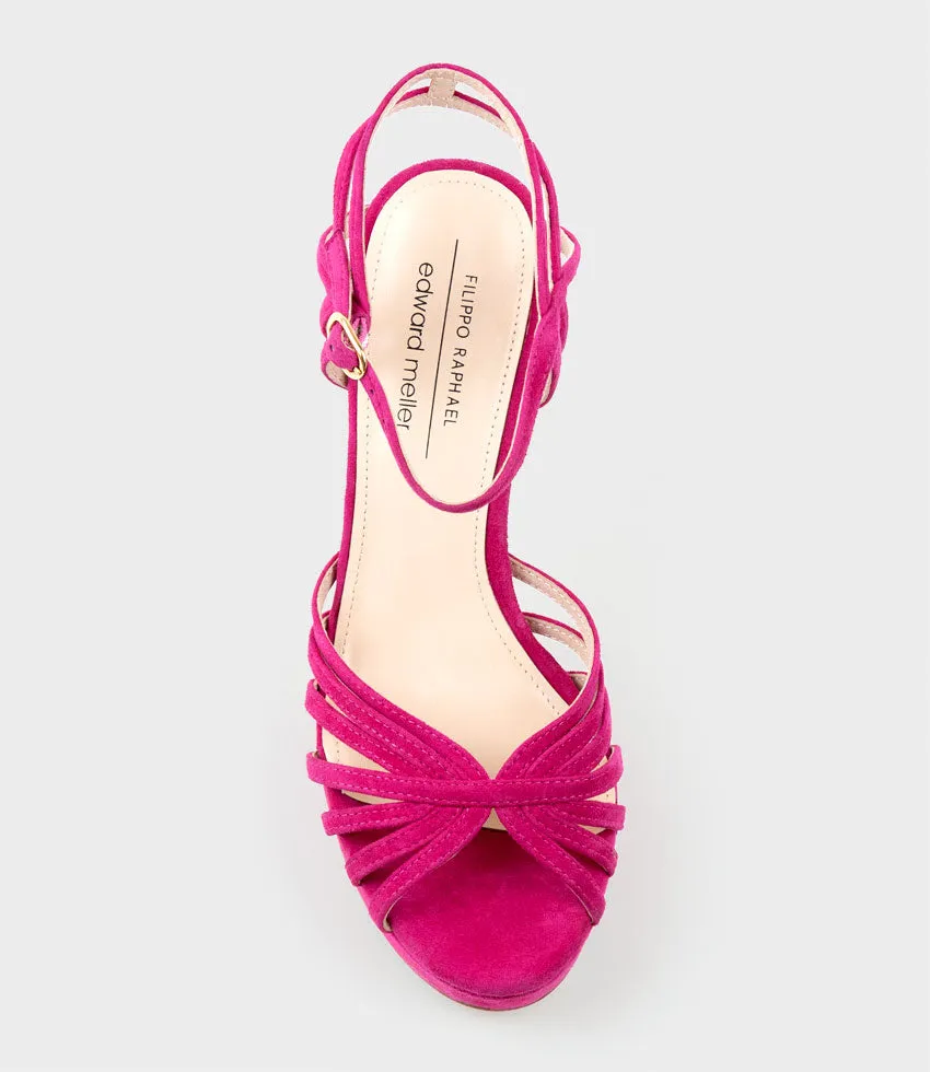 SYRIA110 Multistrap Platform Sandal in Hot Pink Suede sold by Edward Meller product image thumbnail 5