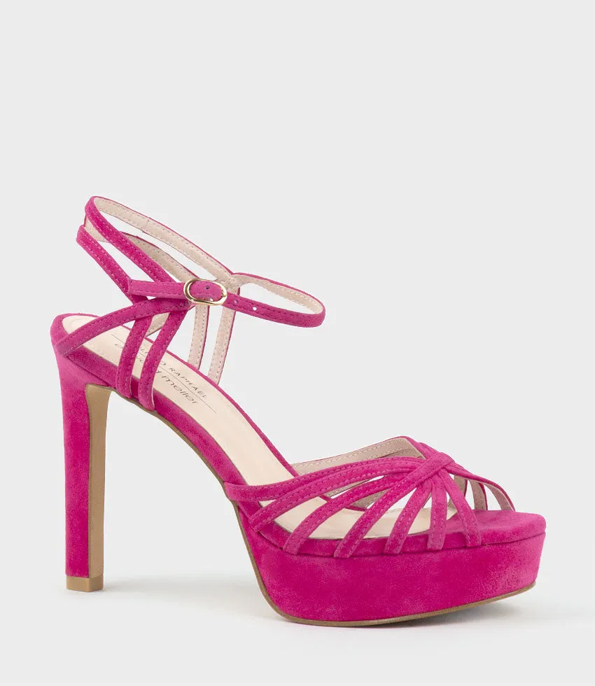 SYRIA110 Multistrap Platform Sandal in Hot Pink Suede sold by Edward Meller product image thumbnail 3