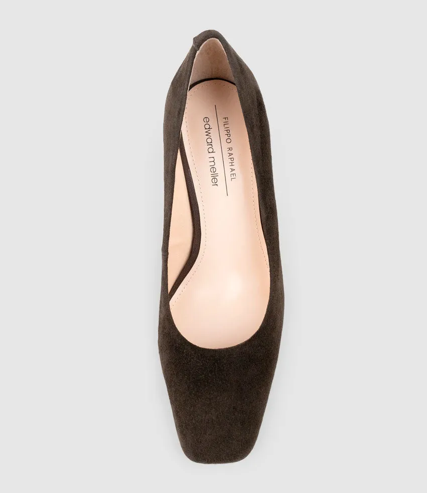 BROOKLYN85 Square Toe Pump in Chocolate Suede sold by Edward Meller product image thumbnail 4