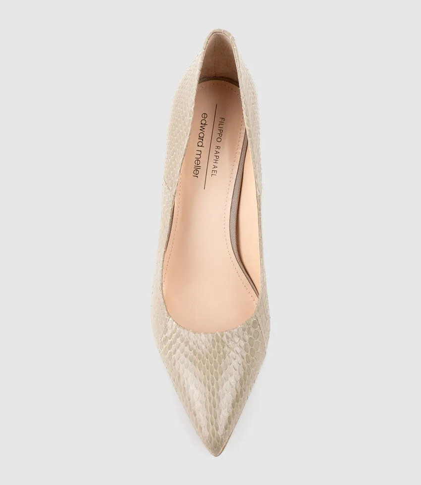 GAGA 100mm Pointed Toe Pump in Taupe Snake sold by Edward Meller product image thumbnail 4