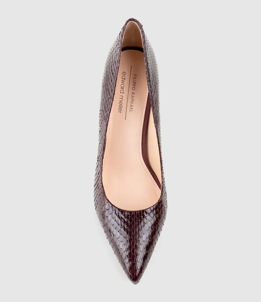 GAGA 100mm Pointed Toe Pump in Wine Snake sold by Edward Meller product image thumbnail 4