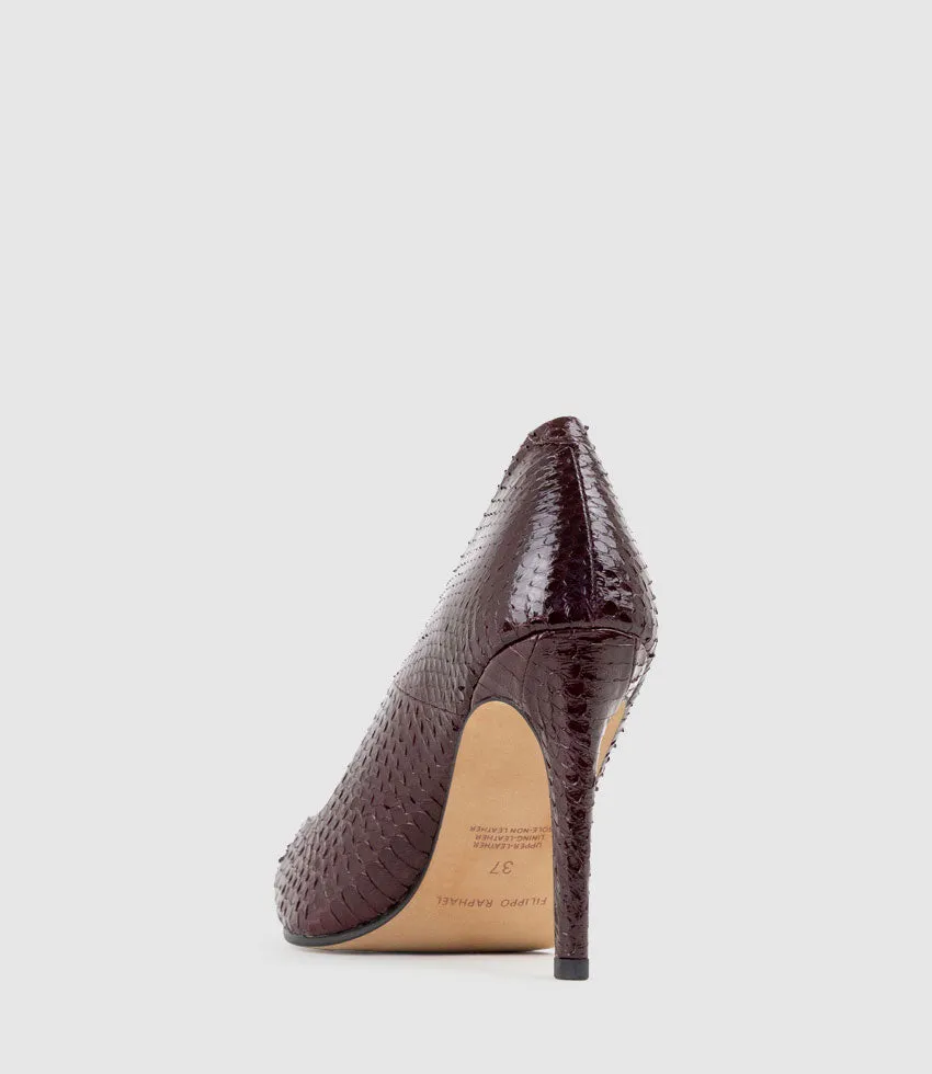 GAGA 100mm Pointed Toe Pump in Wine Snake sold by Edward Meller product image thumbnail 3