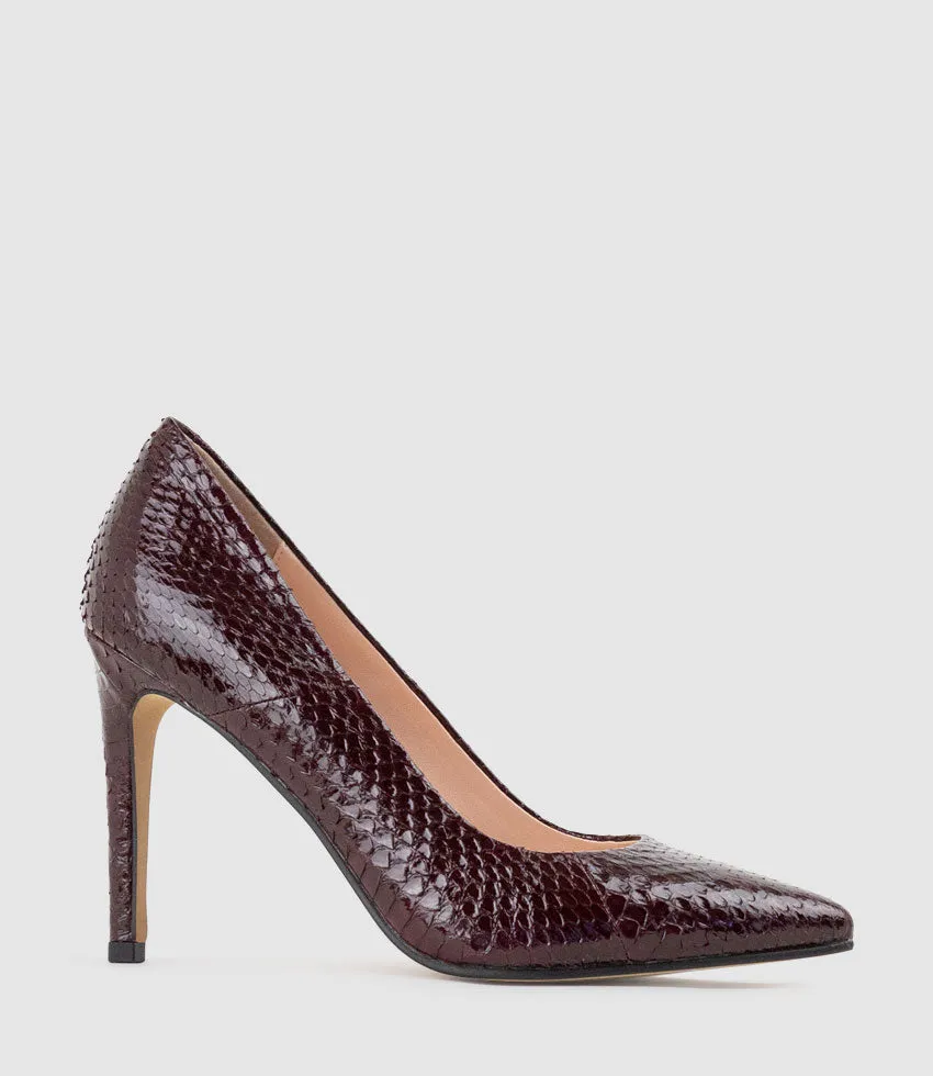 GAGA 100mm Pointed Toe Pump in Wine Snake sold by Edward Meller product image thumbnail 2