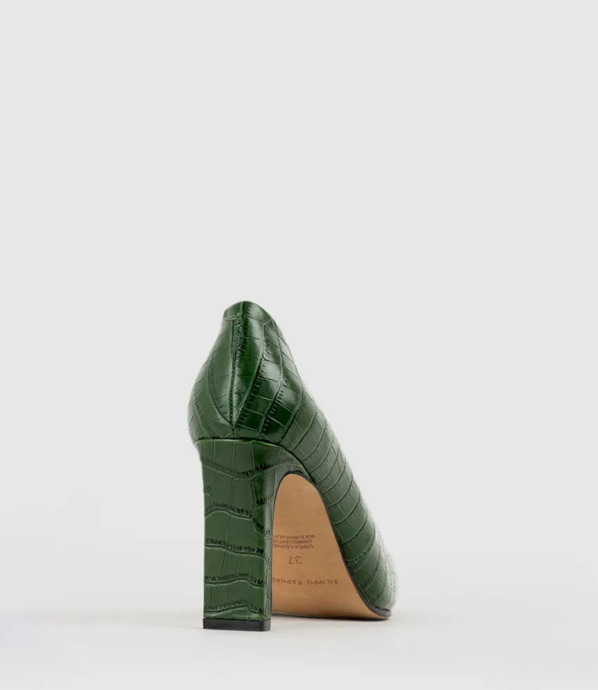 BROOKLYN85 Square Toe Pump in Green Croc sold by Edward Meller product image thumbnail 3