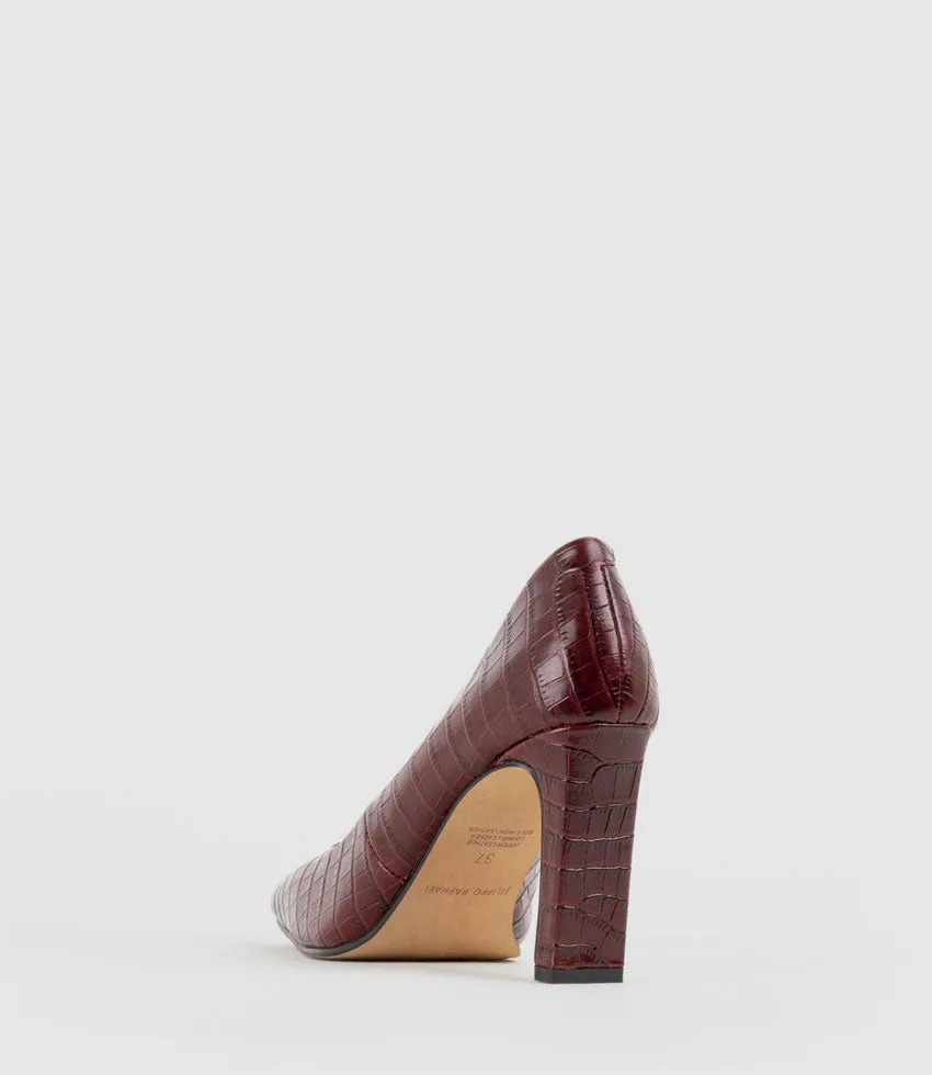BROOKLYN85 Square Toe Pump in Bordeaux Croc sold by Edward Meller product image thumbnail 3