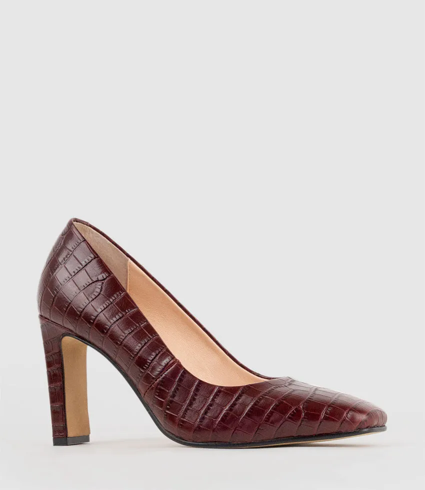 BROOKLYN85 Square Toe Pump in Bordeaux Croc sold by Edward Meller product image thumbnail 2