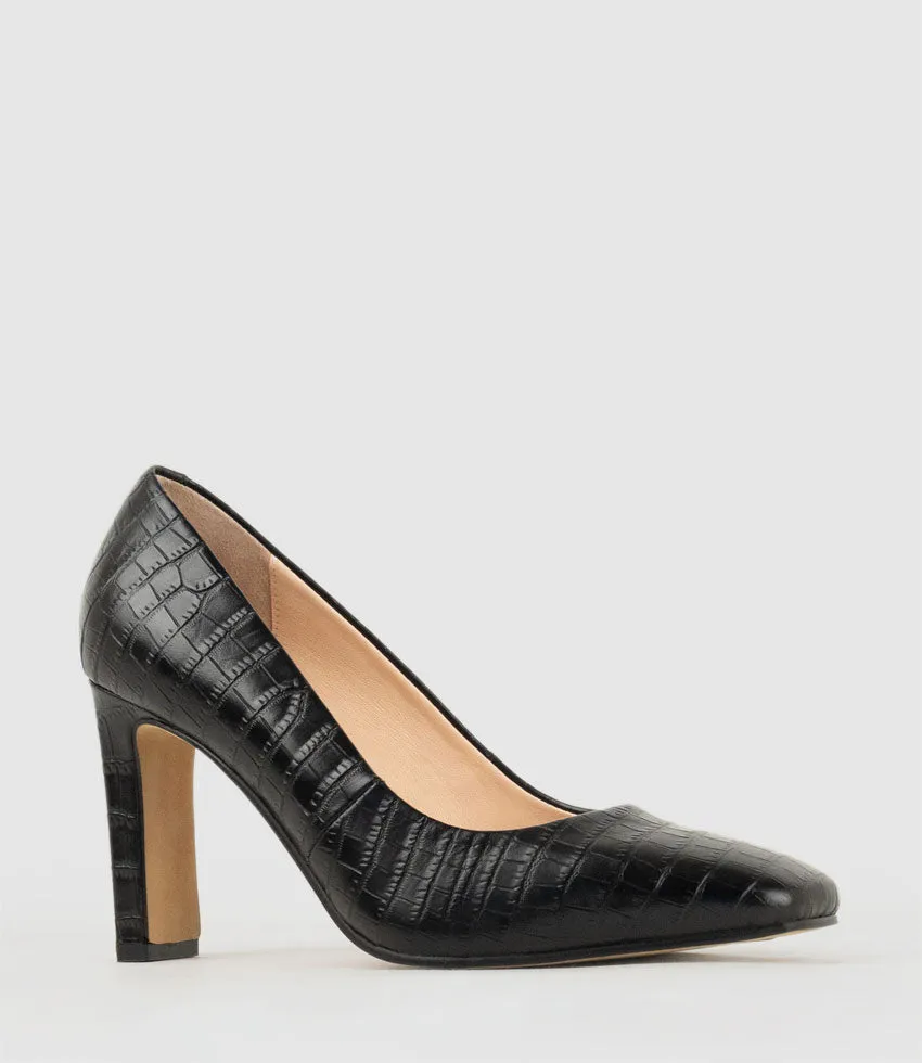 BROOKLYN85 Square Toe Pump in Black Croc sold by Edward Meller product image thumbnail 2