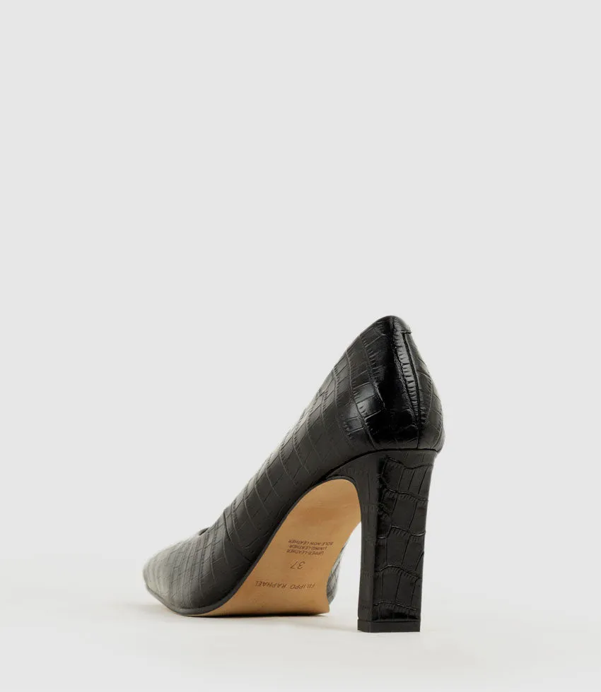 BROOKLYN85 Square Toe Pump in Black Croc sold by Edward Meller product image thumbnail 3