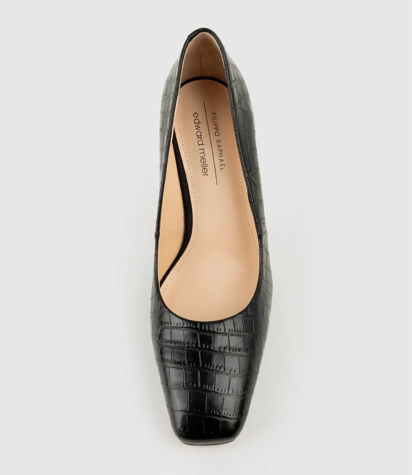 BROOKLYN85 Square Toe Pump in Black Croc sold by Edward Meller product image thumbnail 4