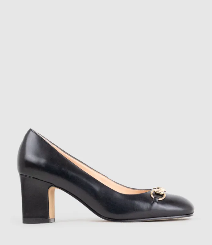 CHANELLE65 Pump with Trim in Black Calf sold by Edward Meller