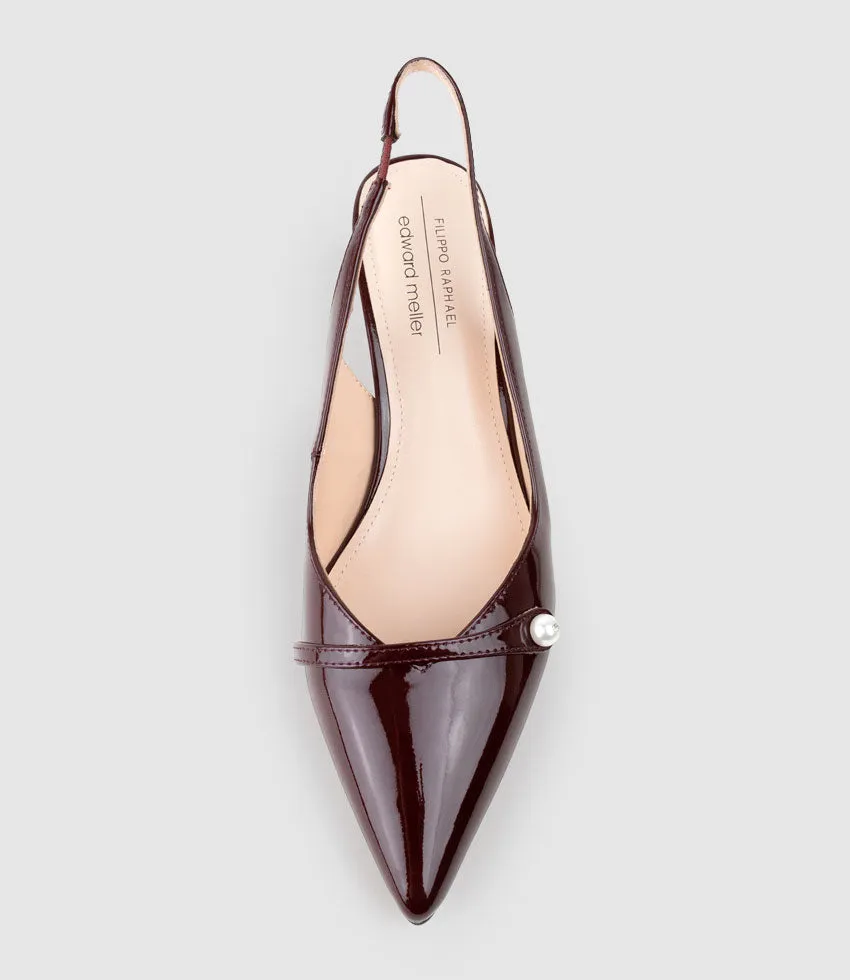 DIVINE55 Slingback Pump with Pearl in Wine Patent sold by Edward Meller product image thumbnail 4