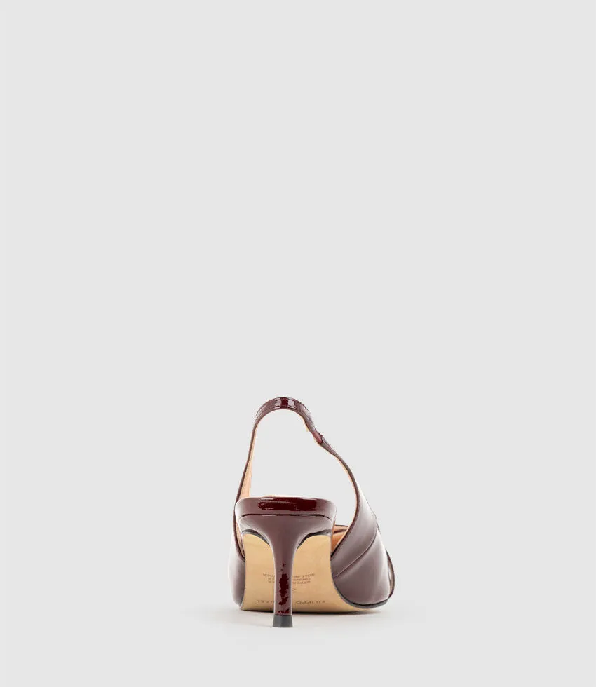 DIVINE55 Slingback Pump with Pearl in Wine Patent sold by Edward Meller product image thumbnail 3