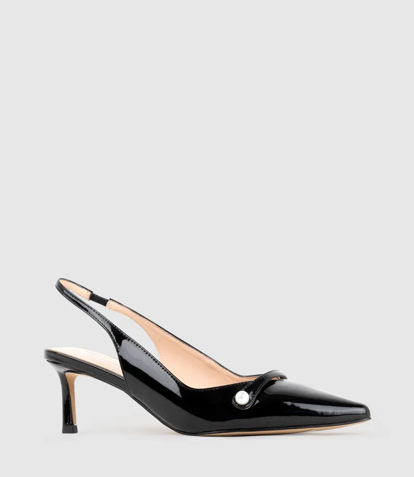 DIVINE55 Slingback Pump with Pearl in Black Patent sold by Edward Meller product image thumbnail 2