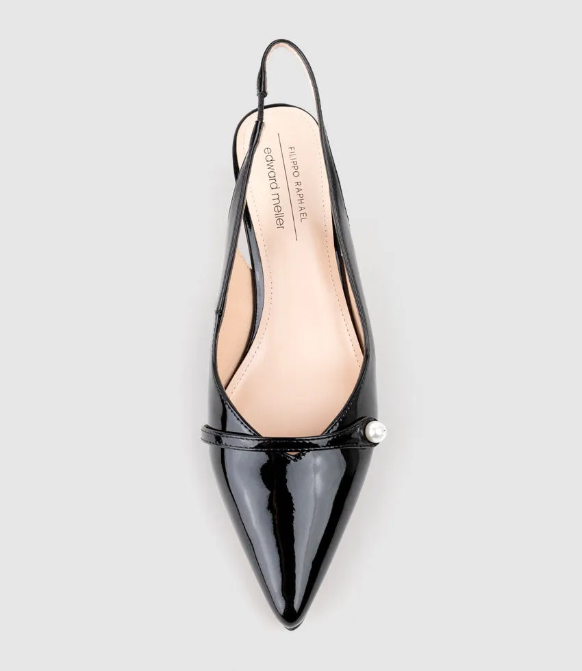 DIVINE55 Slingback Pump with Pearl in Black Patent sold by Edward Meller product image thumbnail 4