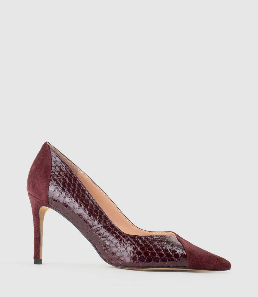 ATIYA85 Mixed Material Pump in Black Cherry Suede sold by Edward Meller product image thumbnail 2