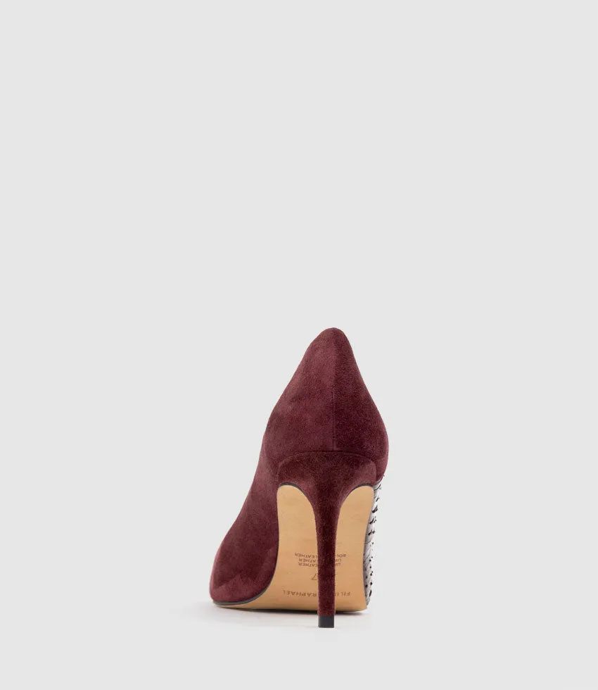 ATIYA85 Mixed Material Pump in Black Cherry Suede sold by Edward Meller product image thumbnail 3