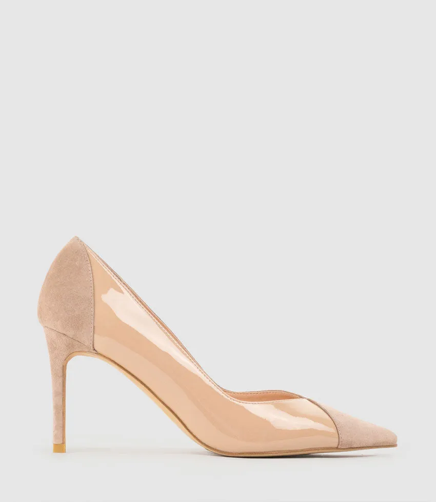 ATIYA85 Mixed Material Pump in Nude Suede sold by Edward Meller