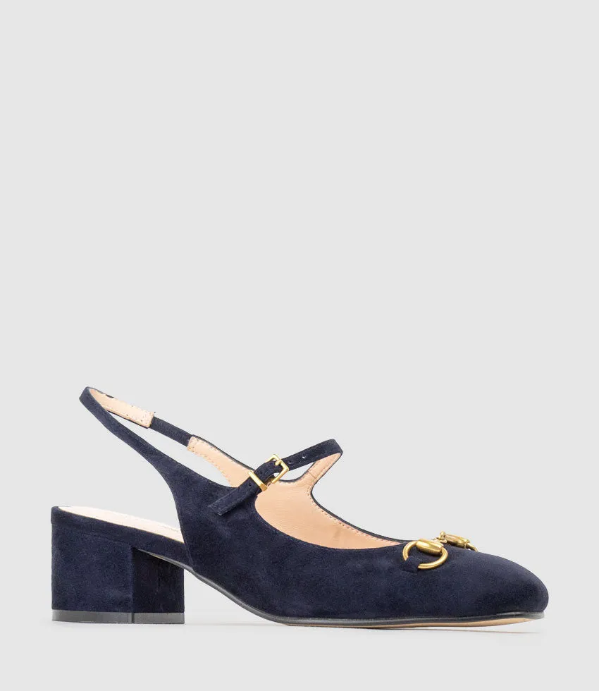 DESIRE45 Mary Jane Slingback Pump in Navy Suede sold by Edward Meller product image thumbnail 3