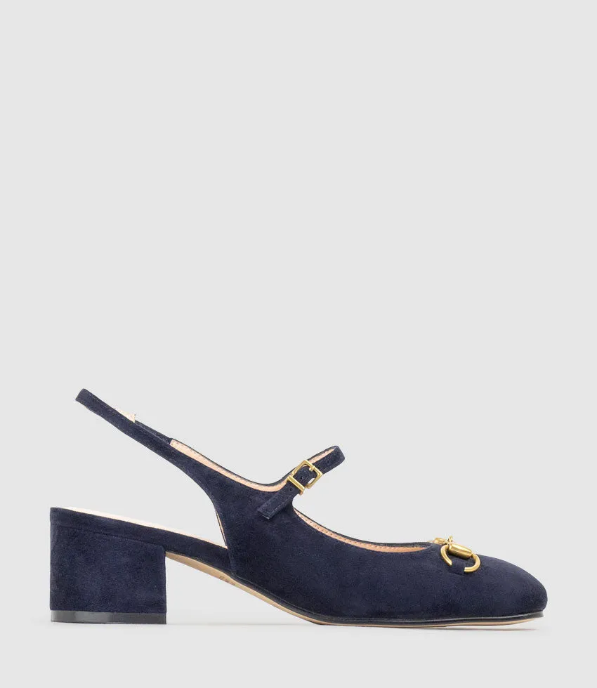 DESIRE45 Mary Jane Slingback Pump in Navy Suede sold by Edward Meller product image thumbnail 2