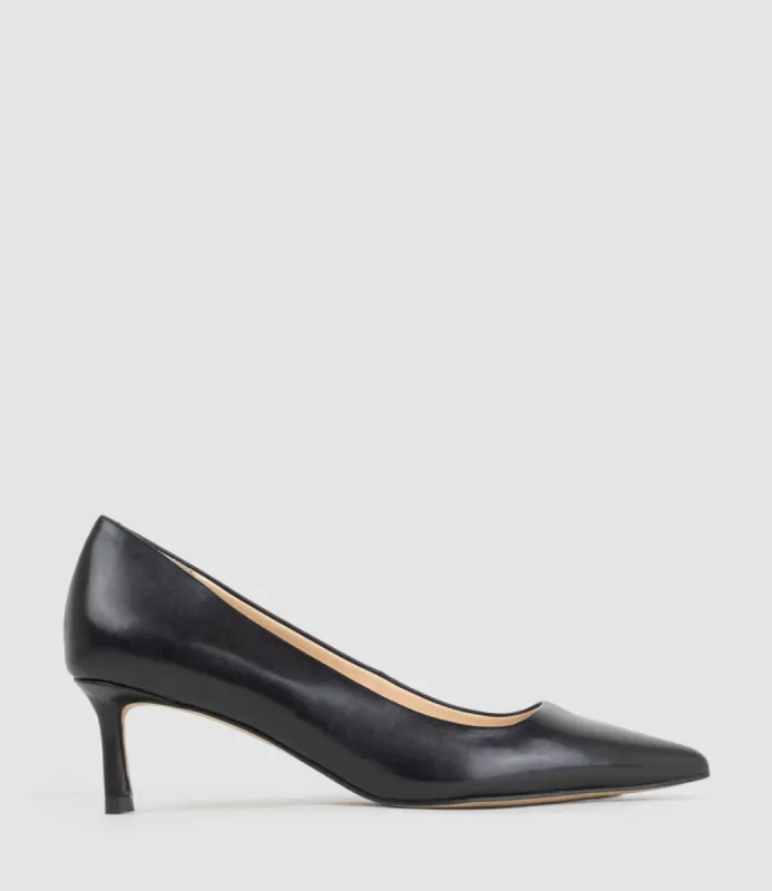 ALVINA55 Square Throat Pump in Black Calf sold by Edward Meller