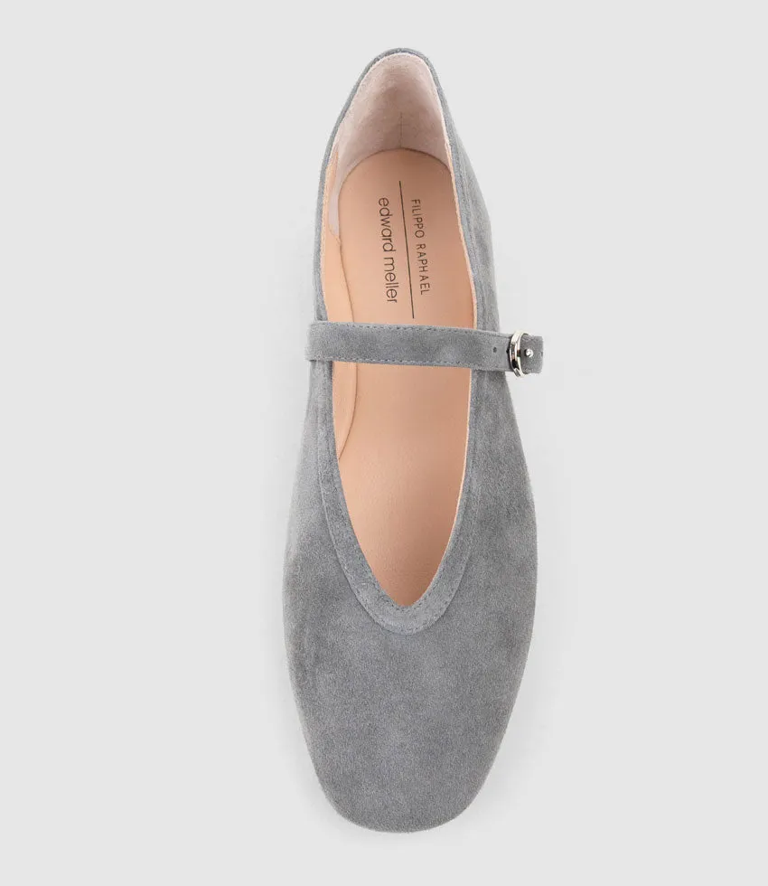FLAVIA Choked Up Ballet with Strap in Grey Suede sold by Edward Meller product image thumbnail 4