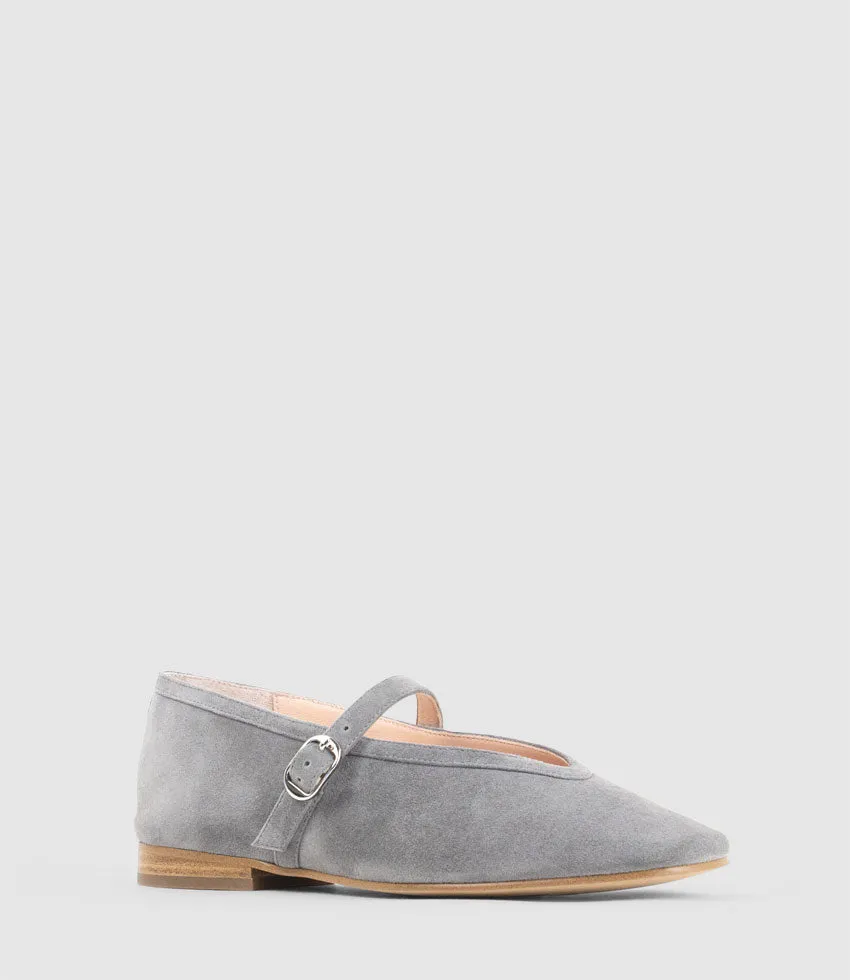 FLAVIA Choked Up Ballet with Strap in Grey Suede sold by Edward Meller product image thumbnail 2