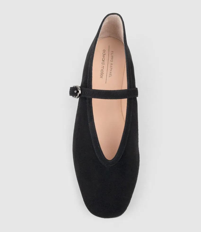FLAVIA Choked Up Ballet with Strap in Black Suede sold by Edward Meller product image thumbnail 4