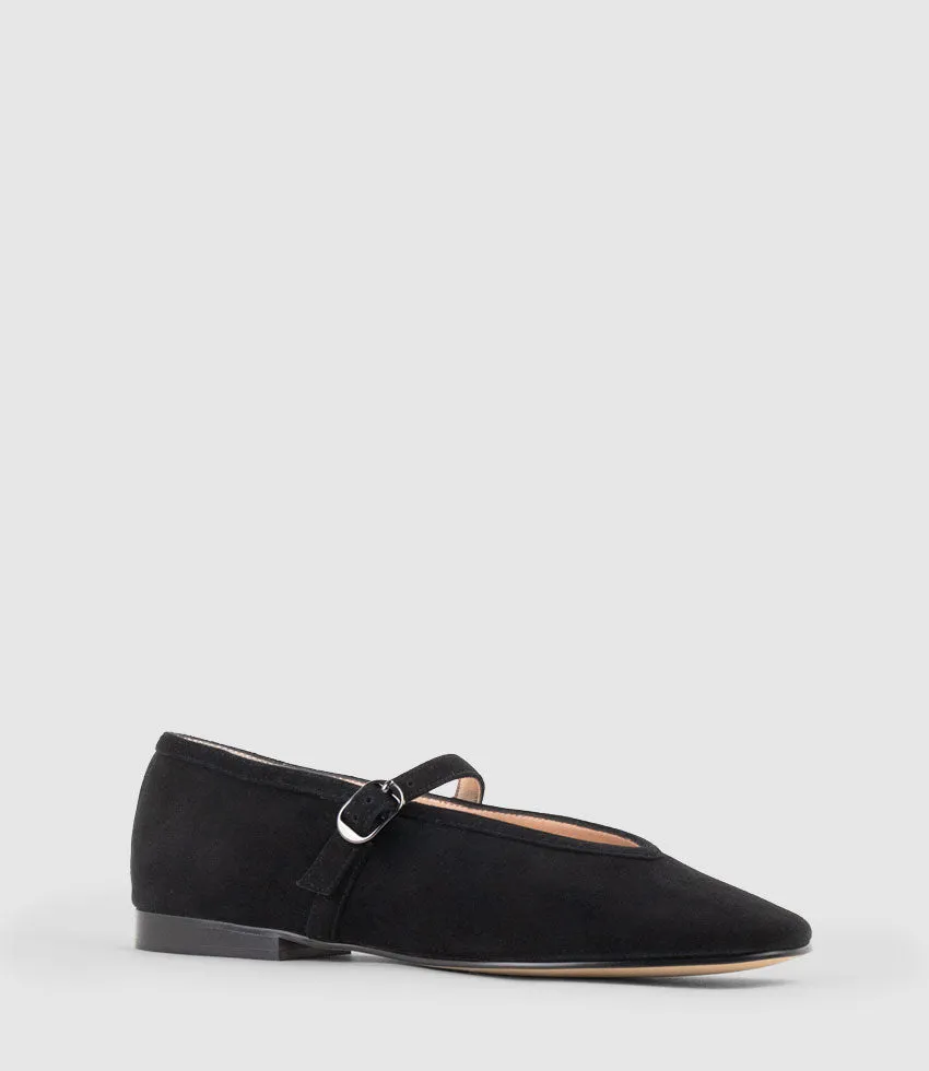FLAVIA Choked Up Ballet with Strap in Black Suede sold by Edward Meller product image thumbnail 2